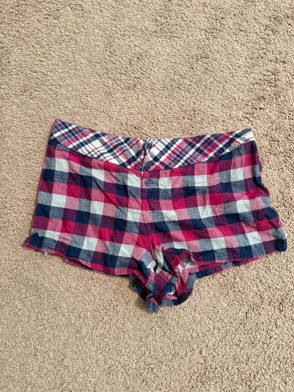 Jane and Bleecker Red, Navy & White Plaid Flannel Shorts